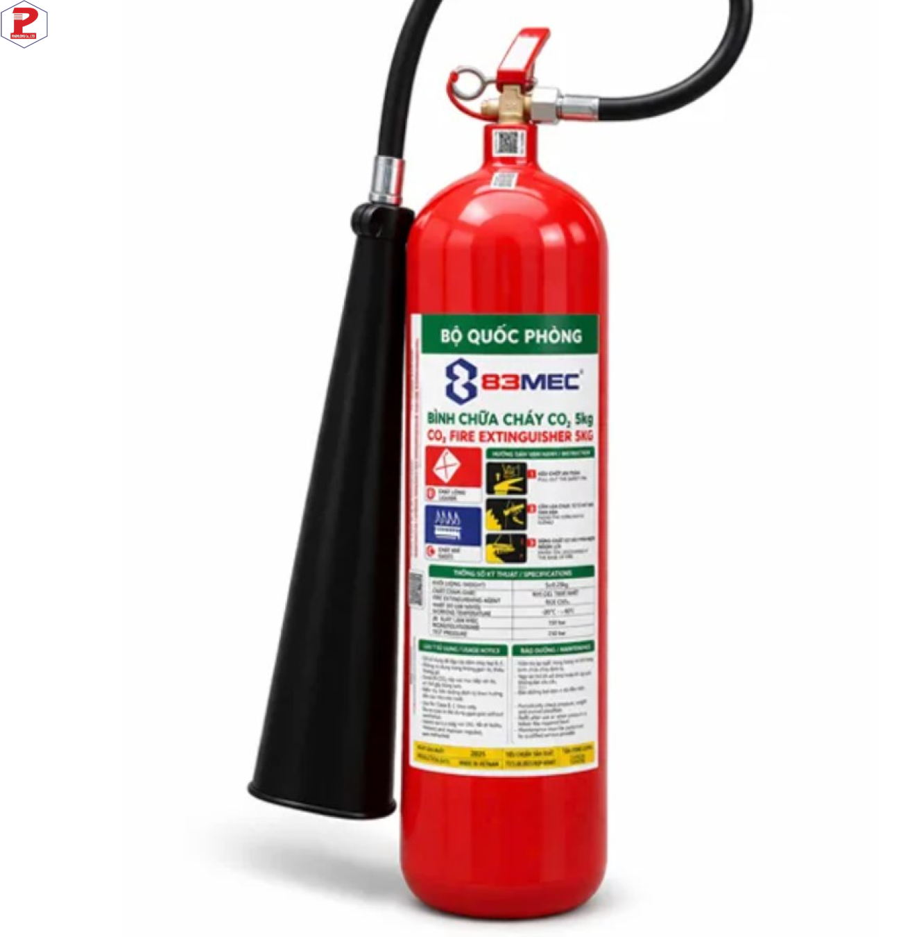 Bình chữa cháy khí CO2 5kg MT5 BQP 83MEC (Bộ Quốc Phòng)